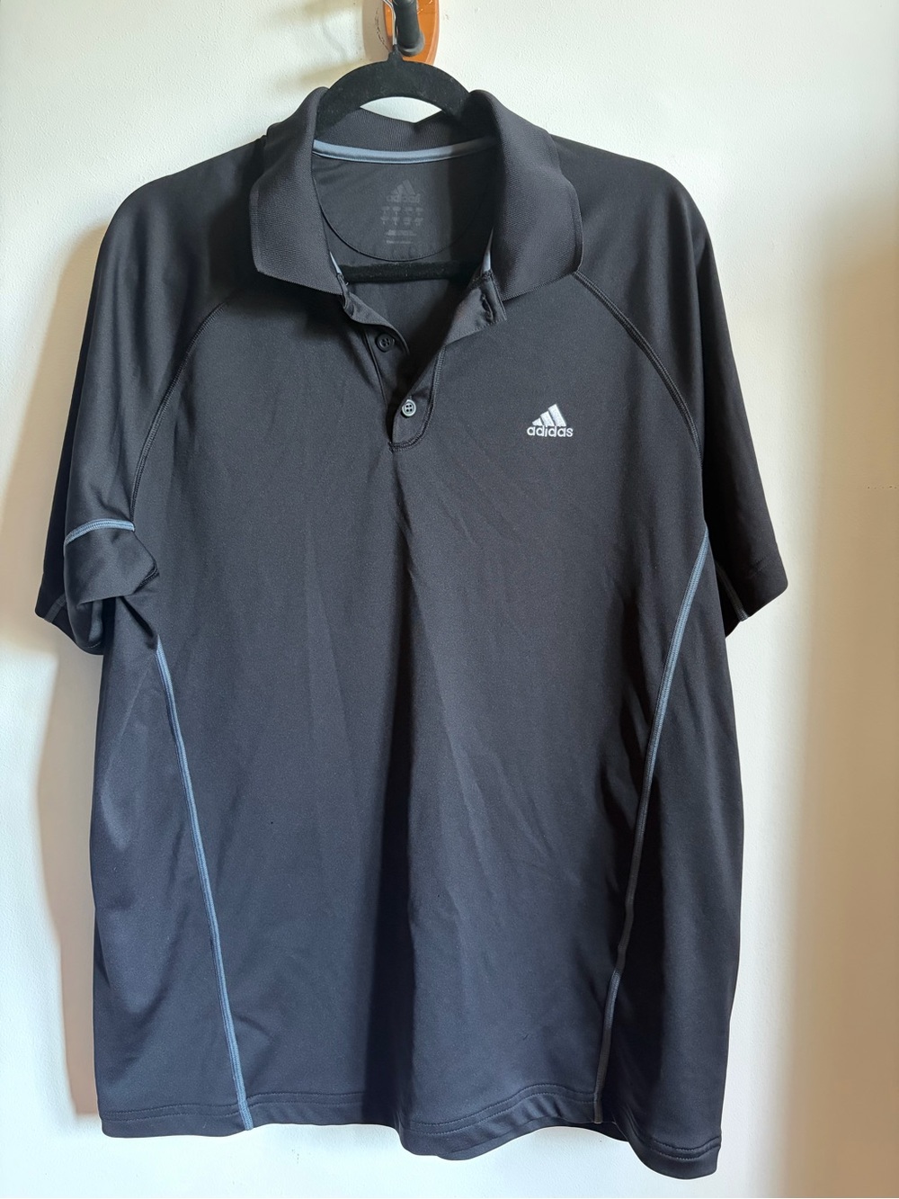 adidas Black Polo Shirt with Gray Piping